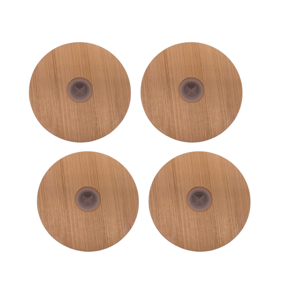 TIN CAN COCKTAIL 480ML GLASS WITH BAMBOO LID AND GLASS STRAW (SET OF 4)