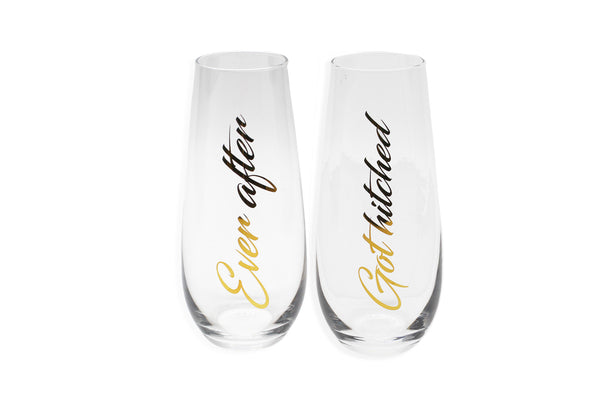 STEMLESS CHAMPAGNE SET | HAPPILY & HITCHED