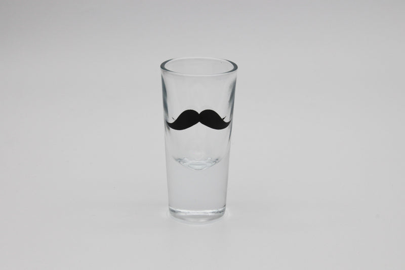 tequilla shot glass with moustache print in black